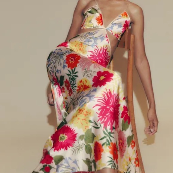 Reformation Poppies Silk Dress Multi - Size 8 - Picture 1 of 5